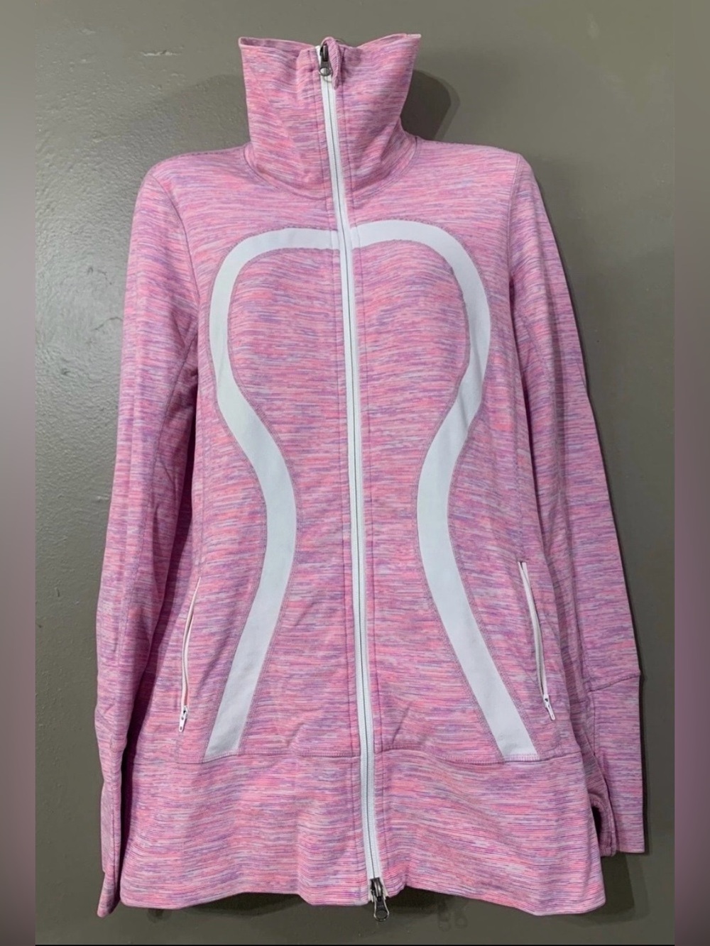 Lululemon Womens Pink White Activewear Scuba Sweater